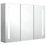 vidaXL LED Bathroom Mirror Cabinet Cement Grey - Wall-Mounted Vanity, 3 Doors, 5 Shelves, LED Lighting, 89x14x62 cm (326525)